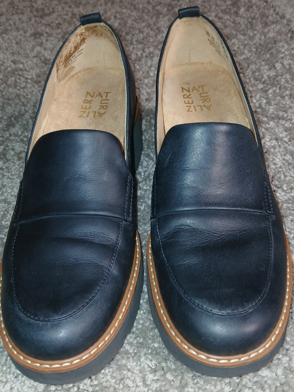 Naturalizer Women's Lug Sole Healed Loafers Shoes Size 8M Black Cabaret‎